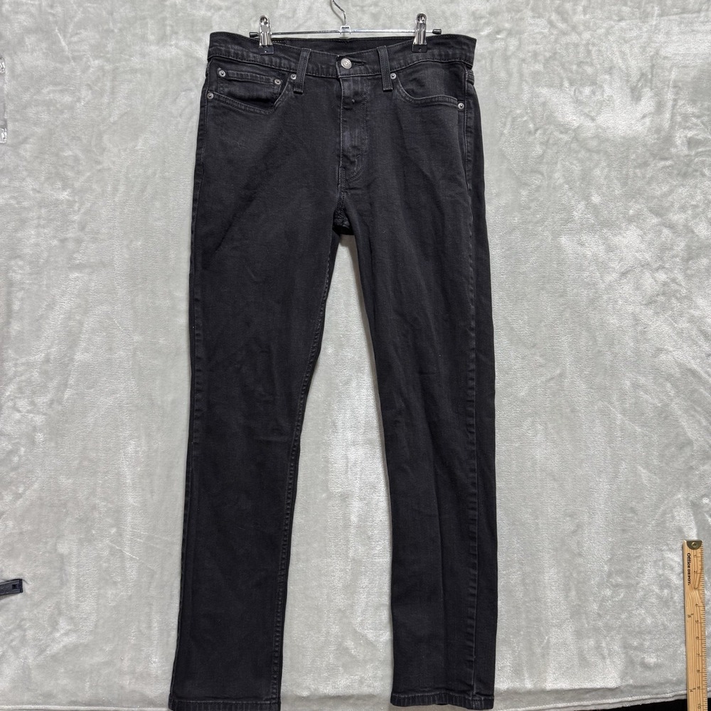 Levi's 511 Slim Fit Jeans Mens 34x32 Black Denim Dark Wash Mid Rise Straight Leg